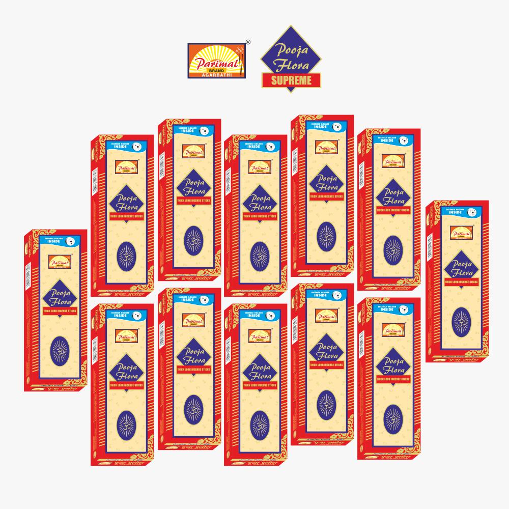 Parimal Pooja Flora Aromatic Incense Sticks | Jumbo Pack | Pack of 3-165 Grams X 3 = 495 G | Aromatic Incense Sticks