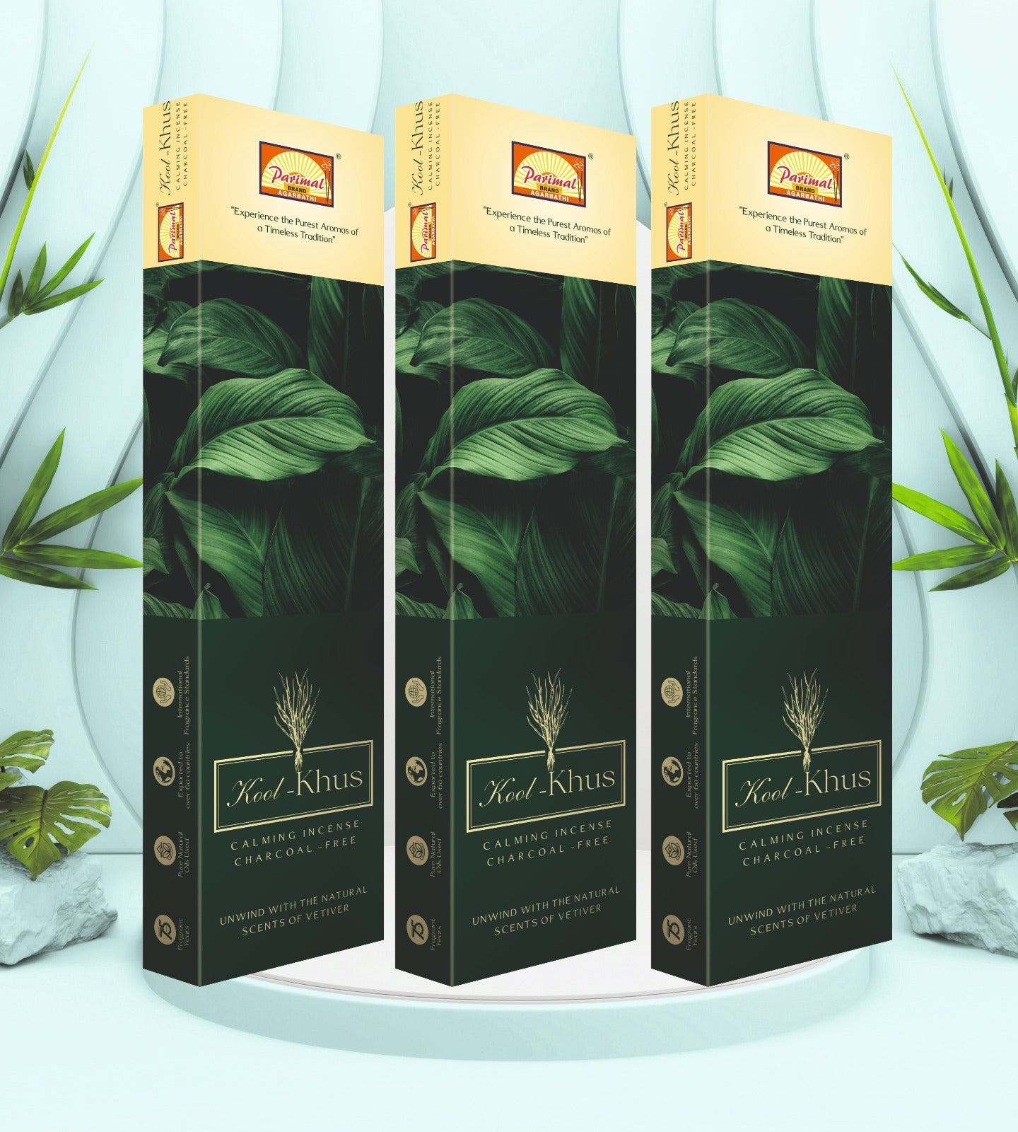 Parimal 100% Natural Charcoal‑Free (180-200 Sticks) (540 gm) | Vetiver (Kool Khus) Incense Sticks | Earthy Fragrance |(Each 90 gm)| Aromatic, Long‑Lasting Agarbatti for Meditation & Pooja | Pack of 3