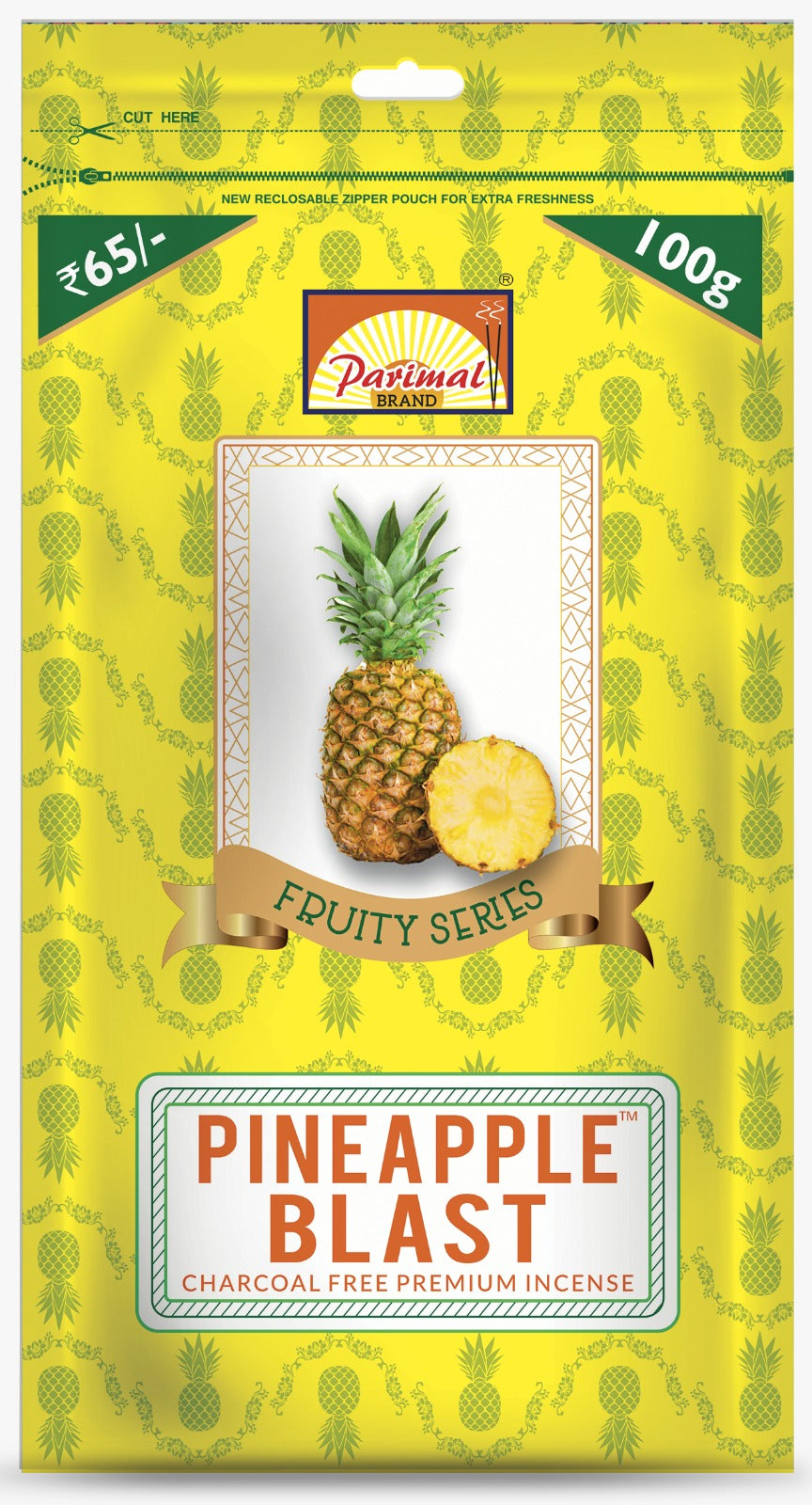 Parimal Pineapple Blast Zipper Incense Sticks (180 - 200 Sticks) (600 Gm) | Fruit Fragrance Agarbatti | Refreshing Fruity Pineapple Fragrance | Home, Meditation & Relaxation | Each 90 Gm | Pack of 3