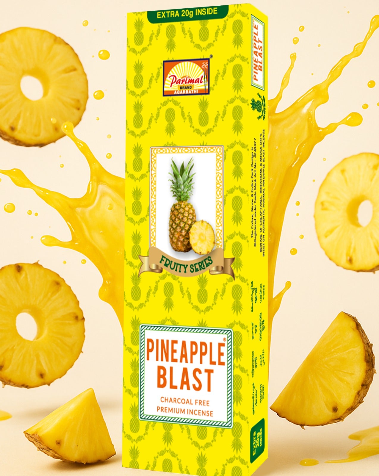 Parimal Pineapple Blast Incense Sticks (100 - 120 Sticks) (270 Gm) | Fruit Fragrance Agarbatti | Pineapple Fragrance | Uplifting Summer Scent for Home, Meditation & Relaxation | Each 90 Gm | Pack of 3