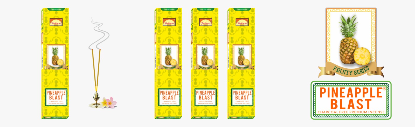 Parimal Pineapple Blast Incense Sticks (100 - 120 Sticks) (270 Gm) | Fruit Fragrance Agarbatti | Pineapple Fragrance | Uplifting Summer Scent for Home, Meditation & Relaxation | Each 90 Gm | Pack of 3