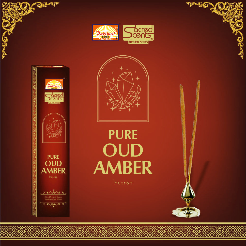 Parimal Incense | Sacred Scents Natural Pure Oud Amber Incense Sticks | Pack of 6-20 Grams X 6 = 120 G | Natural | Traditional | Hand Rolled Agarbathi | Traditional Incense |
