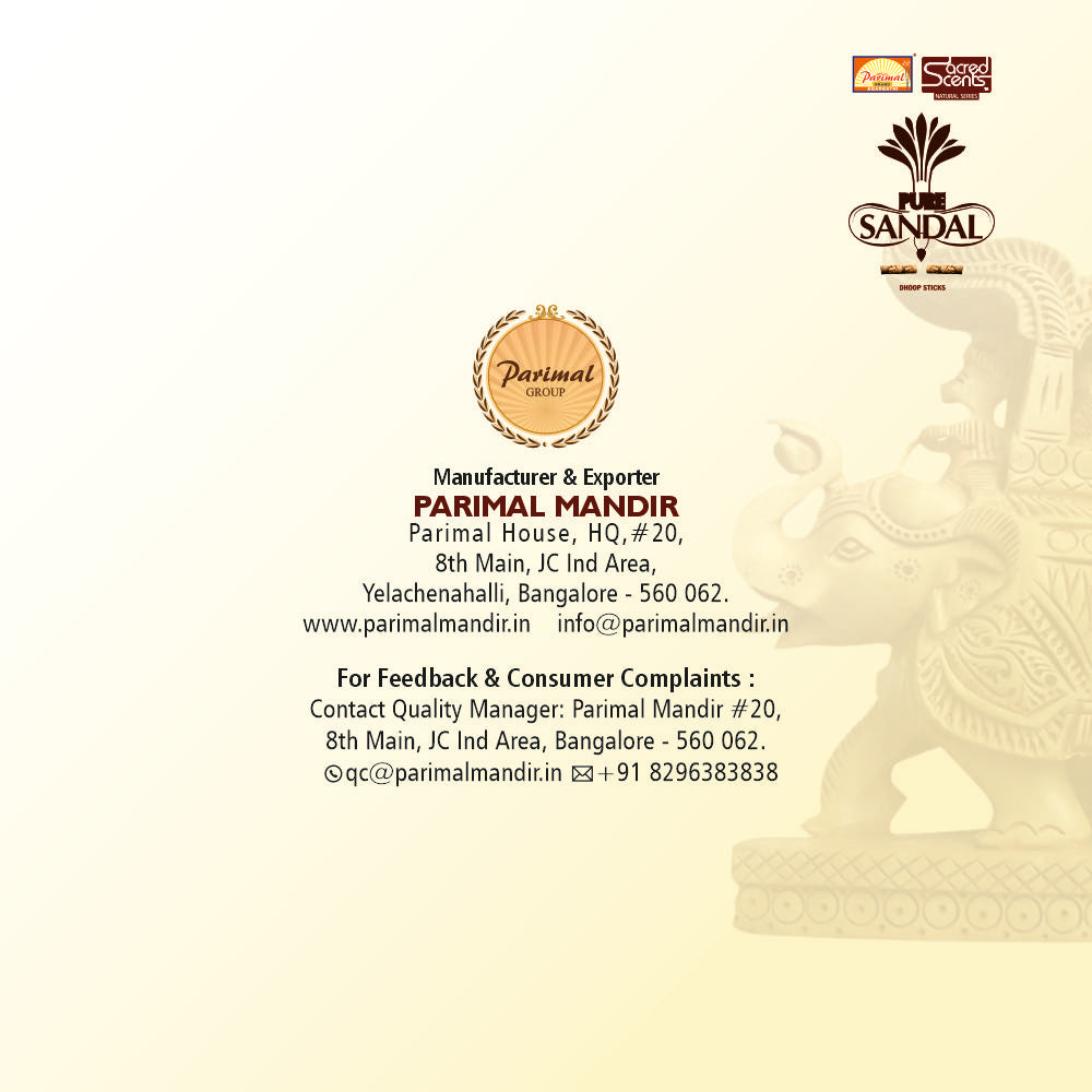 Parimal Pure Sandal (Gandha) Dhoop/Dhup Sticks (78–88) (270g) | 60–70 Min Burn | Sandal dhup batti | Bamboo-Less Incense | Each Pack 45G |Rich, Long-Lasting Fragrance| Dhoop Holder Inside | Pack of 6