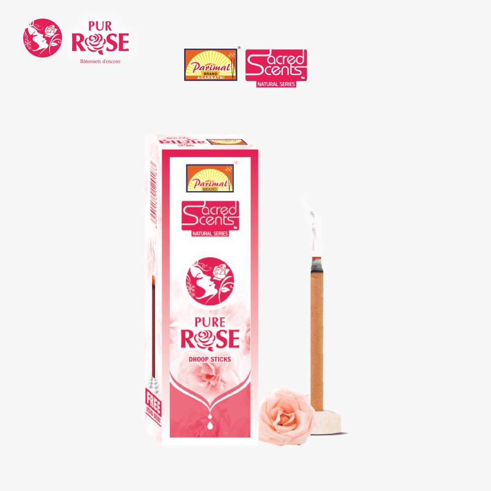 Parimal Pure Rose (Gulab) Dhoop/Dhup Sticks (78–88) (270g) | 45–60 Min Burn | Gulab dhup batti | Bamboo-Less Incense | Each Pack 45G | Rich, Long-Lasting Fragrance | Dhoop Holder Inside | Pack of 6