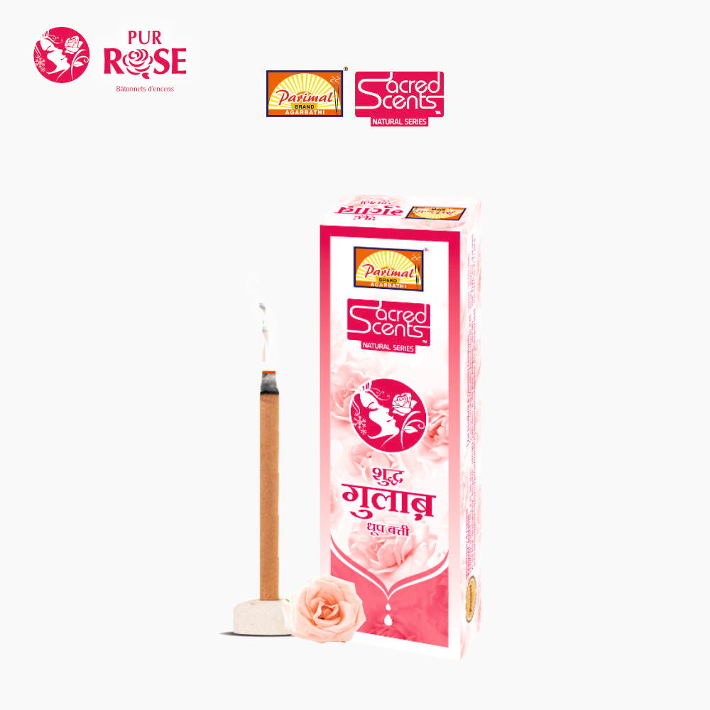 Parimal Pure Rose (Gulab) Dhoop/Dhup Sticks (78–88) (270g) | 45–60 Min Burn | Gulab dhup batti | Bamboo-Less Incense | Each Pack 45G | Rich, Long-Lasting Fragrance | Dhoop Holder Inside | Pack of 6