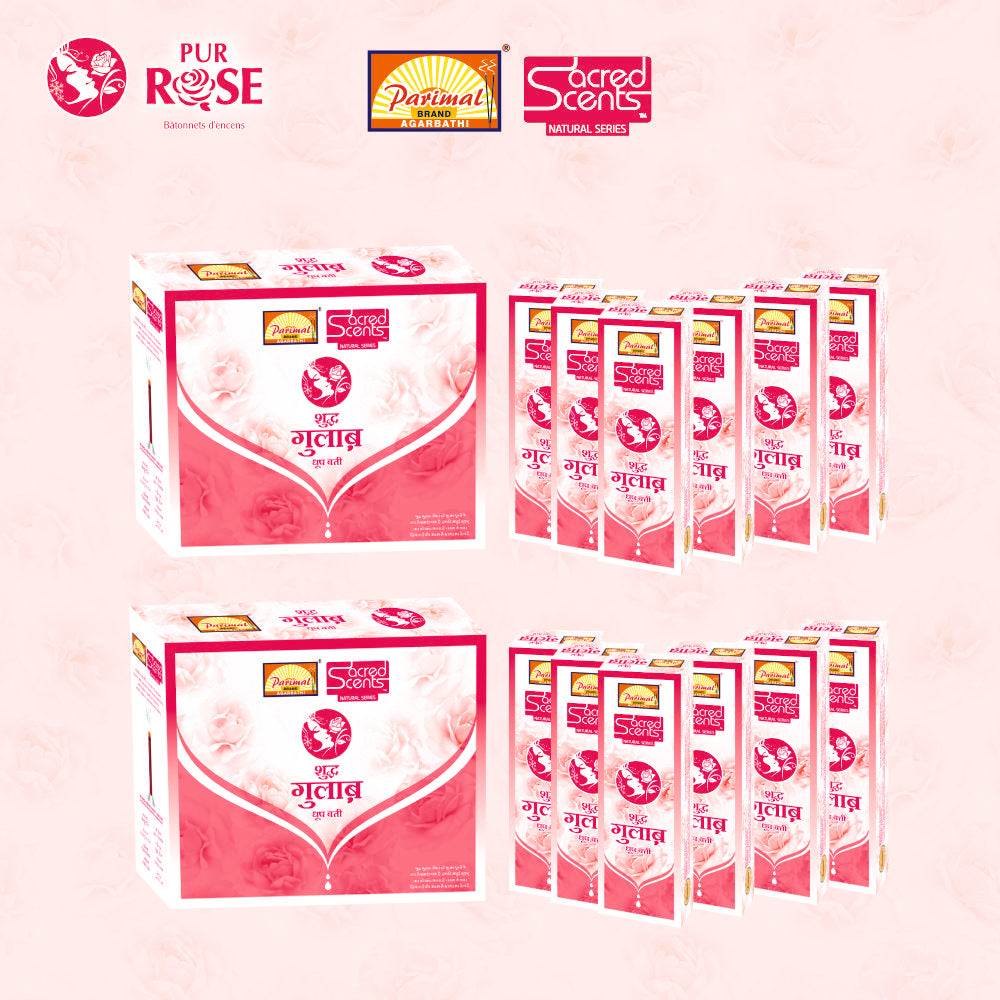 Parimal Pure Rose (Gulab) Dhoop/Dhup Sticks (78–88) (270g) | 45–60 Min Burn | Gulab dhup batti | Bamboo-Less Incense | Each Pack 45G | Rich, Long-Lasting Fragrance | Dhoop Holder Inside | Pack of 6