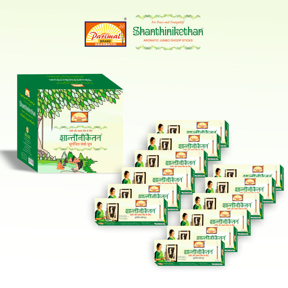 Parimal Shantinikethan Jumbo Dhoop Sticks | Pack of 12-25 Grams X 12 = 300 G | Aromatic Jumbo Dhoop Sticks |