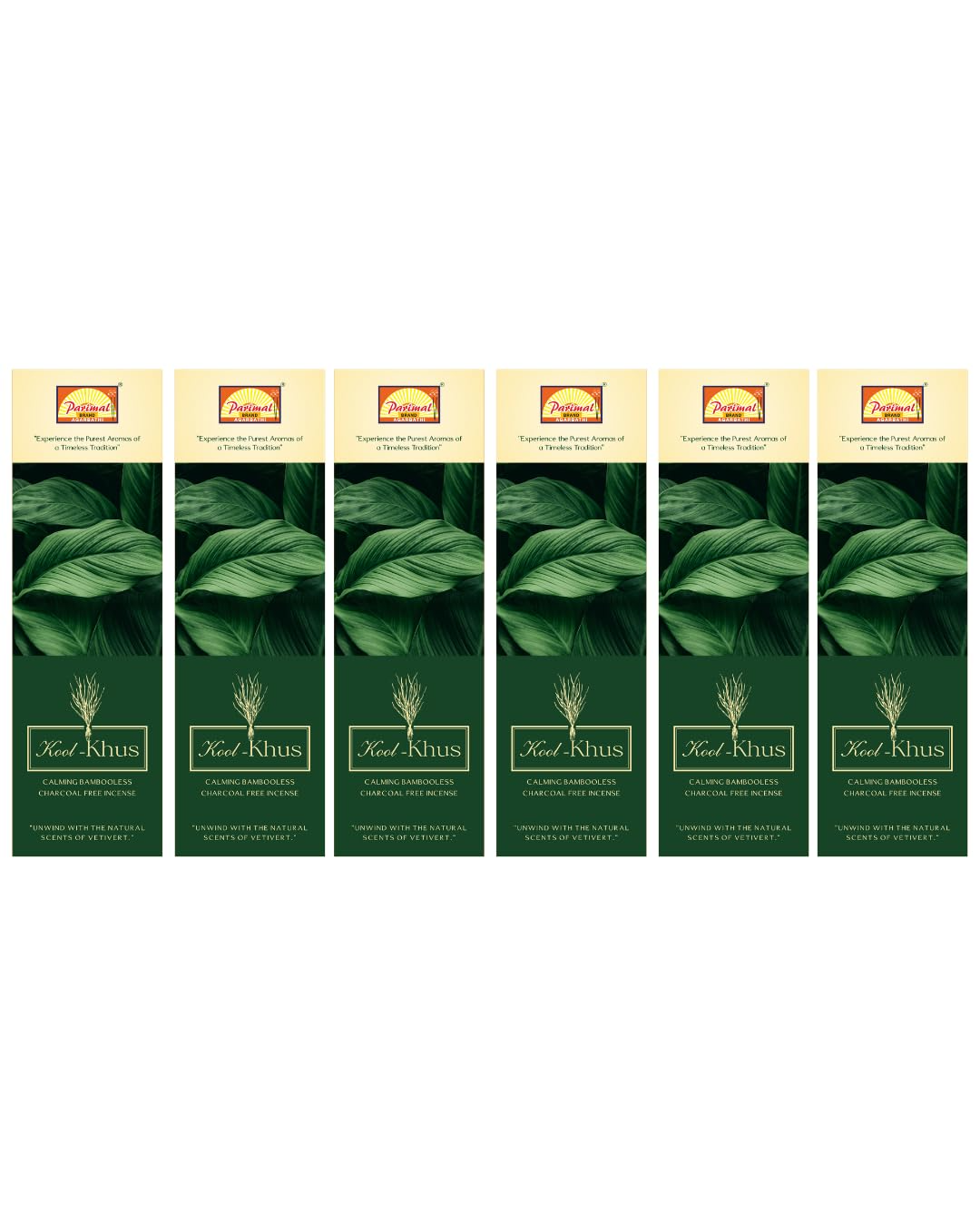 Kool Khus Bambooless Agarbathi – Low Smoke Vetiver (Khus) Incense for Puja, Meditation & Home Rituals, 85g Pack of 6