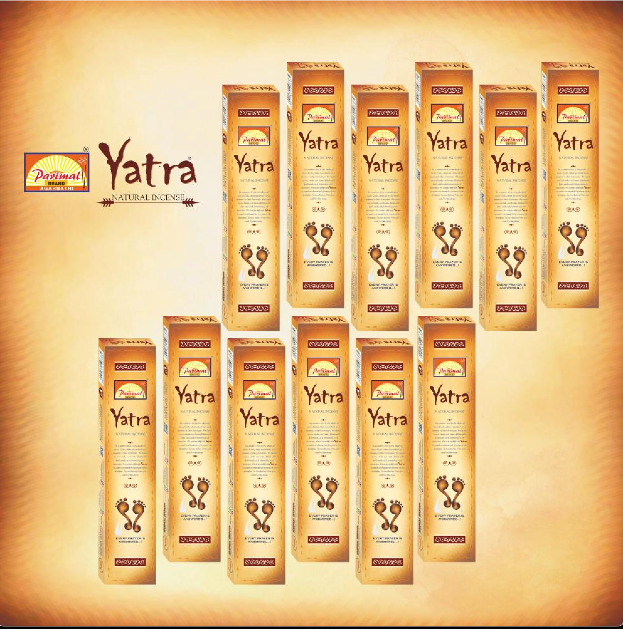 Parimal Yatra Hand Rolled Agarbathi (145-155 Sticks) (288 gm) | Burning Time - 45-60 Min | Natural Incense with Sandal & Resin| Fresh Fragrance for Meditation & Relaxation | (Pack of 12, 24g Each)