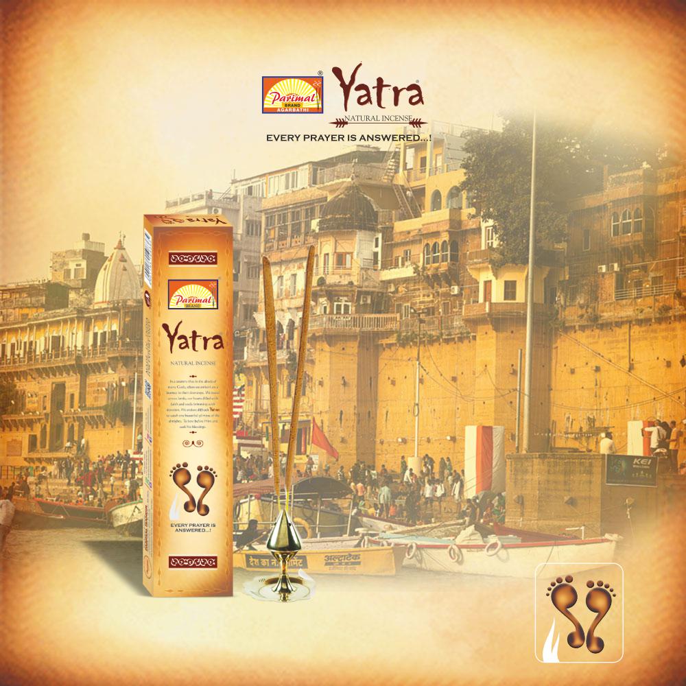 Parimal Yatra Hand Rolled Agarbathi (75-85 Sticks) (144 gm) | Burning Time - 45-60 Min | Natural Incense with Sandal & Resin| Fresh Fragrance for Meditation & Relaxation | (Pack of 6, 24g Each)